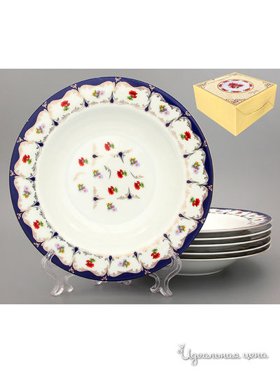 Набор суповых тарелок, 21,5 см, 6 предметов Elan Gallery, цвет синий, белый