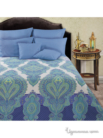 Комплект постельного белья двуспальный Романтика, цвет голубой, бежевый