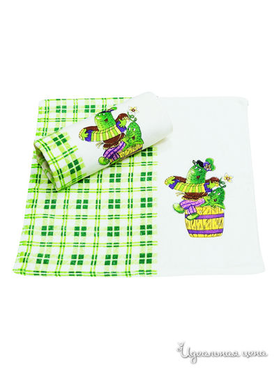 Набор полотенец, 2 шт Текстильный каприз, цвет зеленый, молочный