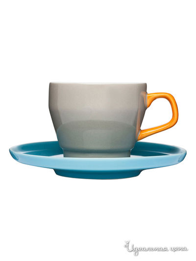 Кофейная кружка с блюдцем Sagaform, цвет серый,  голубой