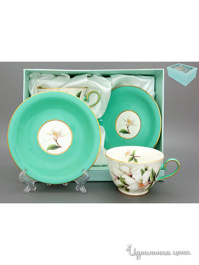 Чайный набор, 4 предмета, 250 мл Elan Gallery, цвет белый, зеленый