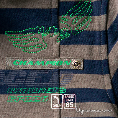 Толстовка Krickets для мальчика, цвет темно-синий / зеленый / серо-бежевый, рост 103-123 см