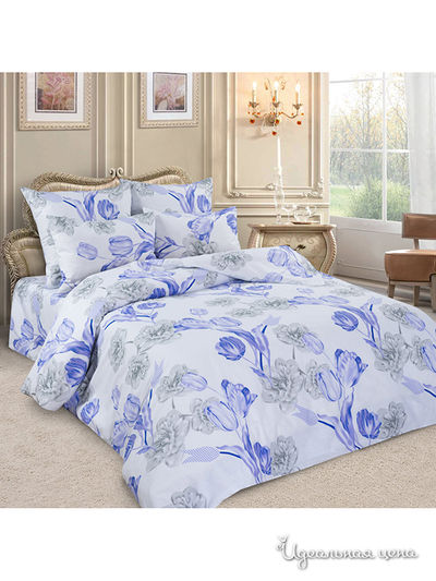 Комплект постельного белья, 1,5-спальный Letto, цвет голубой