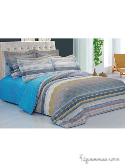 Комплект постельного белья 2-спальные Softline, цвет голубой, бежевый