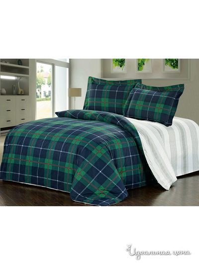 Комплект постельного белья 2-спальные Softline, цвет зеленый, белый