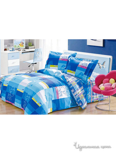 Комплект постельного белья, 1,5-спальный Softline, цвет синий, голубой
