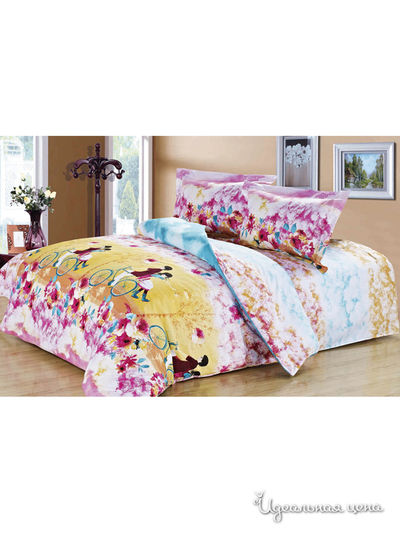 Комплект постельного белья, 1,5-спальный Softline, цвет голубой, розовый, желтый