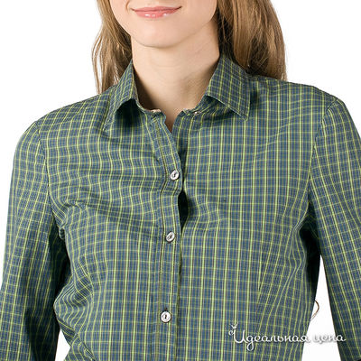 Женские блузка  зеленая, в клетку