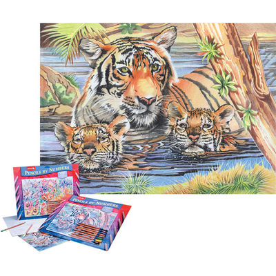 Набор с цветными карандашами &quot;Тигр и тигрята&quot;