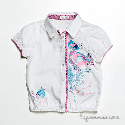 Блузка Mir Detstva для девочки, цвет белый / розовый / голубой, рост 98-140 см