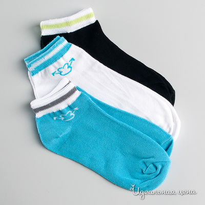 Комплект носков Gulliver для девочки, цвет голубой / белый / черный, 3 пары