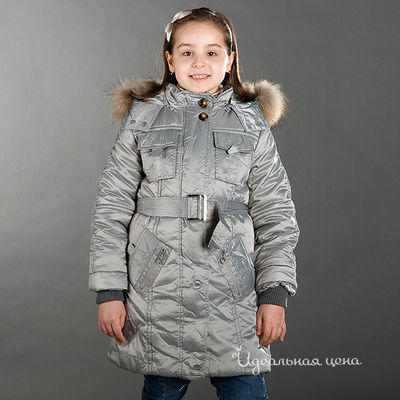 Пальто для девочки серебро