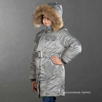Пальто для девочки серебро
