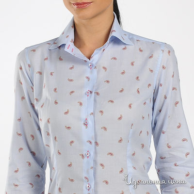 Рубашка Alonzo Corrado женская, цвет бледно-голубой / принт турецкий огурец