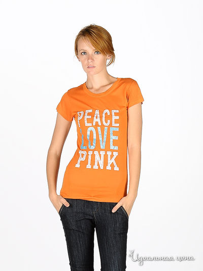 Футболка Victoria&#039;s Secret PINK женская, цвет оранжевый