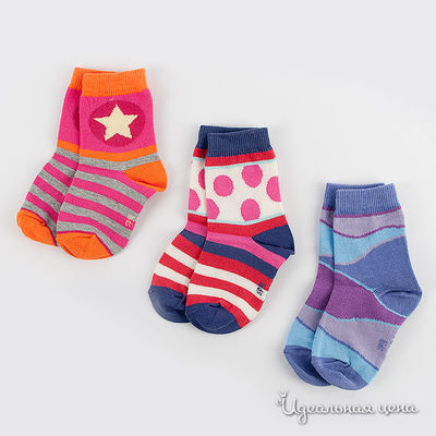 Комплект носков 3 пары DECOY kids для девочки, в полоску, с узором, 21-40 размер