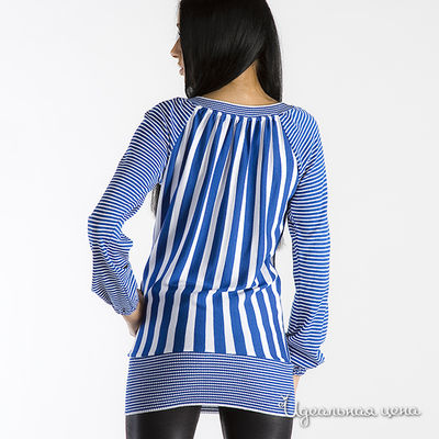 Блуза трикотажная Bambolita в полоску с рукавом-реглан, синяя