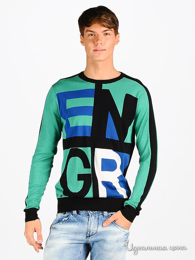 Пуловер Energie мужской, цвет черный / зеленый