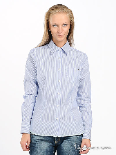 рубашка Zu Elements, цвет принт белая / синяя полоска