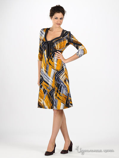 Платье Apriori женское, цвет серый / желтый / белый