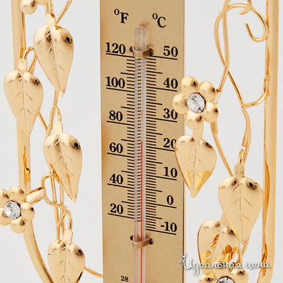Термометр на подставке с лебедем Swarovski Crystal, цвет золото, 17 см