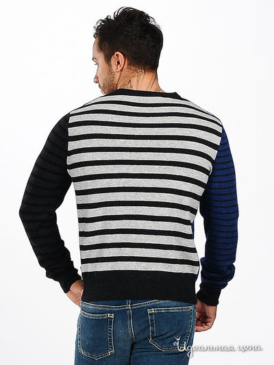 Пуловер Moschino MS мужской, цвет серый / черный / синий