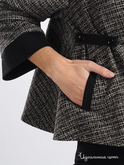 Куртка-пончо Adzhedo женская, цвет серый / принт клетка