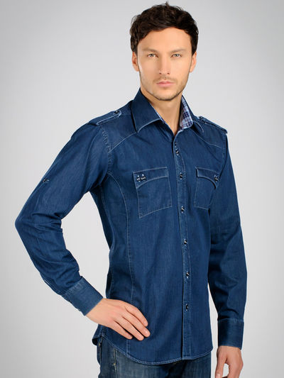 рубашка с длинным рукавом Jess France мужская, цвет синий