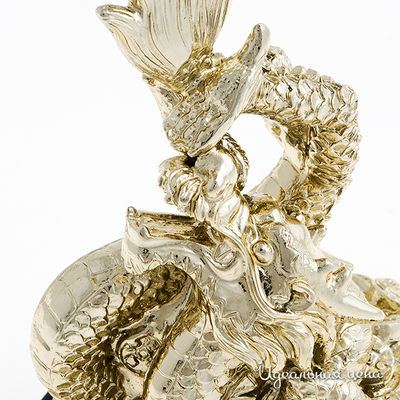 Дракон золотой на деревянной подставке Swarovski Crystal, цвет золото, 16х8х9см