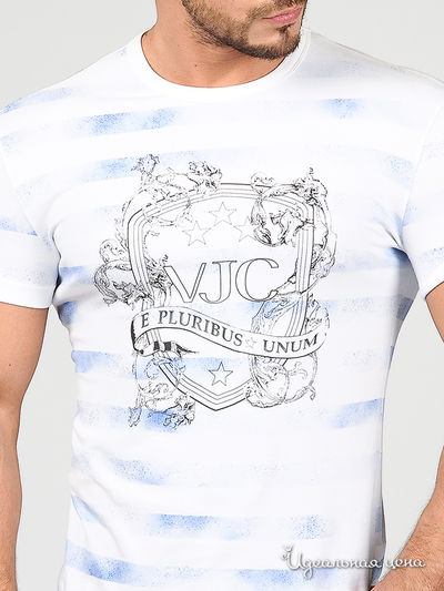 Футболка VJC Versace мужская, цвет белый / синий