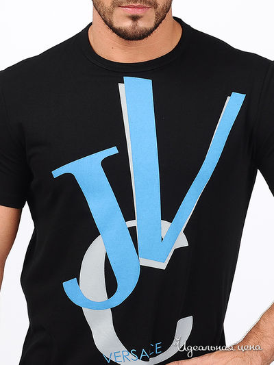 Футболка VJC Versace мужская, цвет черный / бирюзовый