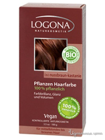 Краска для волос растительная, 060 орех красно-коричневый, 100 г, Logona