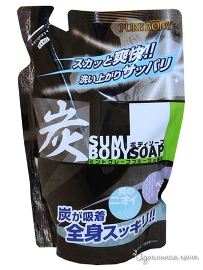 Крем-мыло очищающее, дезодорирующее с древесным углем, 400 мл, Mitsuei