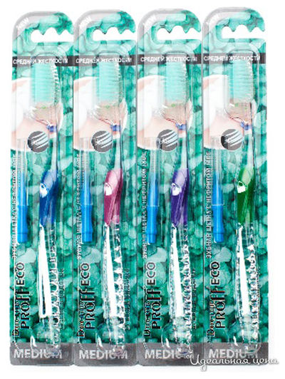 Зубная щетка средней жесткости с межзубным ершиком в подарок, Doctor PROff, цвет в ассортименте
