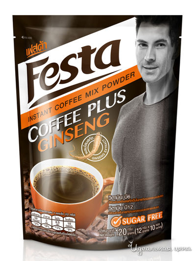 Кофейный напиток растворимый с женьшенем FESTA Coffee Plus Ginseng, 120 г, Festa