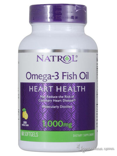Биодобавка Omega-3 Fish Oil, 1000 мг, 60 капсул, Natrol