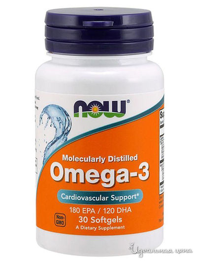Биодобавка Omega-3, 1400 мг, 30 капсул, NOW