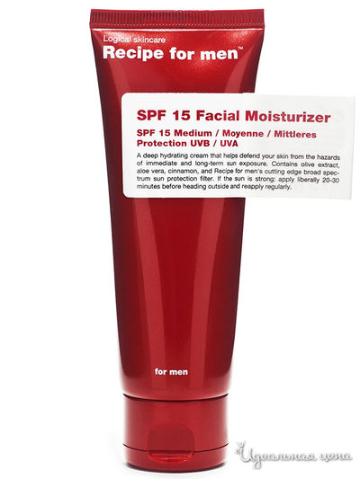 Крем для лица защитный SPF15 Facial Moisturizer for men, 75 мл, Recipe