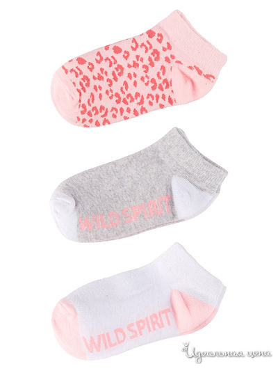Комплект носков, 3 пары 5.10.15 для девочки, цвет серый, розовый
