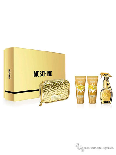 Набор Fresh Gold: парфюмерная вода спрей, 100 мл; освежающий лосьон для тела, 100 мл; освежающий гель для душа и ванны, 100 мл, Moschino