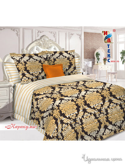 Комплект постельного белья, 2-спальный ИВТЕКстиль, цвет бежевый, коричневый