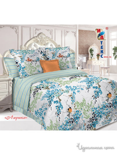 Комплект постельного белья, 2-спальный ИВТЕКстиль, цвет белый, голубой