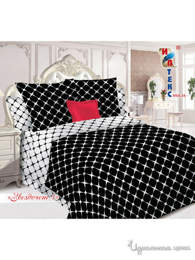 Комплект постельного белья, 2-спальный ИВТЕКстиль, цвет черный, белый