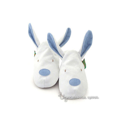 Тапочки домашние Fanky feet fashion ЗАЙЧИК для мальчика, цвет белый / голубой
