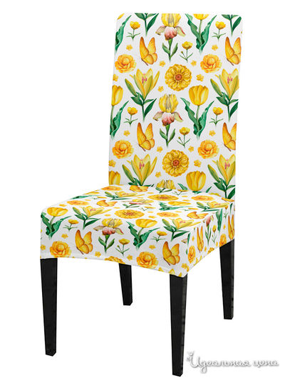 Чехол на стул, универсальный, "Нарциссы и бабочки", 40 см Сирень