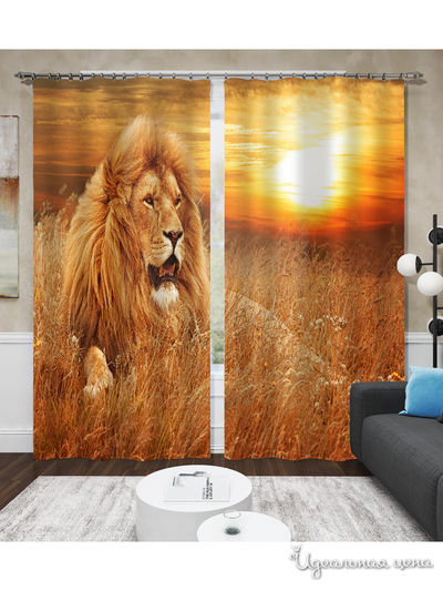 Фотошторы "Король лев", 145*260 см, 2 шт. Сирень, цвет мультиколор