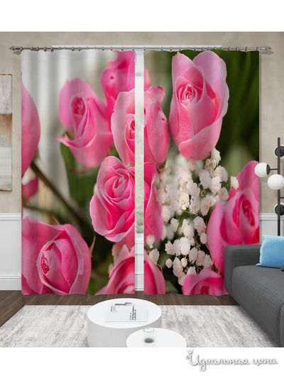 Фотошторы "Крупные розы", 145*260 см, 2 шт. Сирень, цвет мультиколор