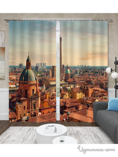 Фотошторы "Панорама Болоньи", 145*260 см, 2 шт. Сирень, цвет мультиколор