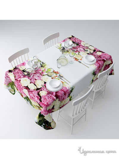 Скатерть "Розы и пионы", 145*220 см Сирень, цвет мультиколор