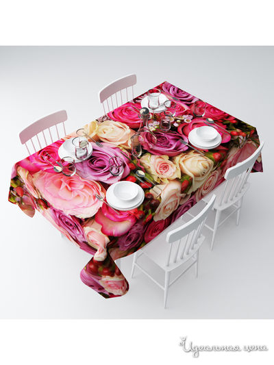 Скатерть "Восхитительный букет роз", 145*120 см Сирень, цвет мультиколор
